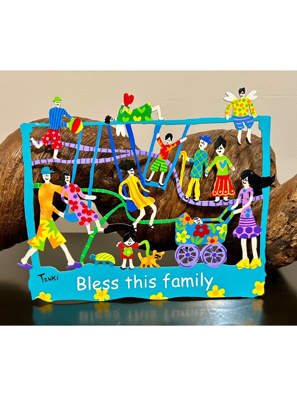 Tzuki Shay Peled Bless This Family Israeli Pop Art Metal Wall Art Judaica Signed